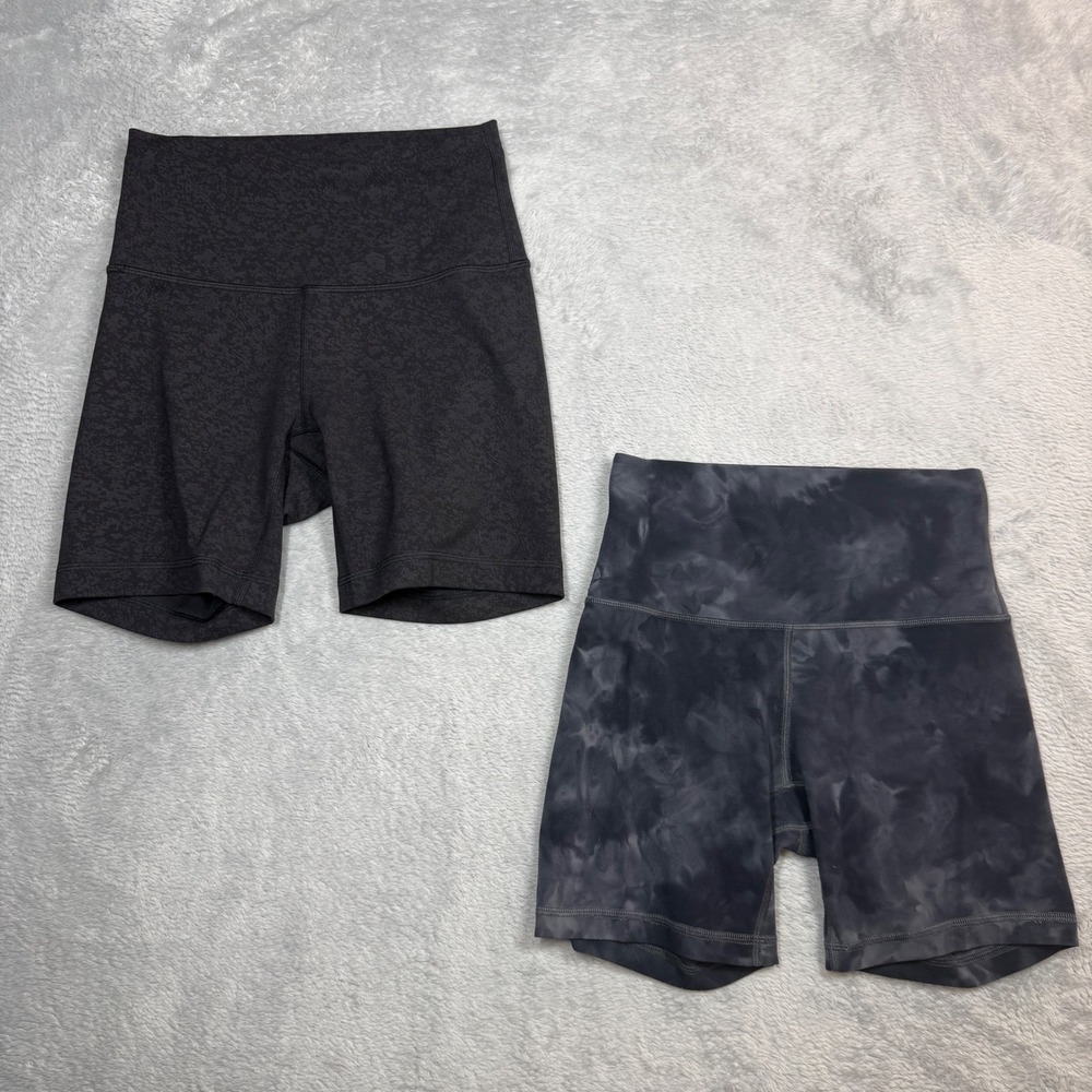 Lululemon Align High Rise Biker Shorts Womens 4 Black Gray Tie Dye Camo Bundle
